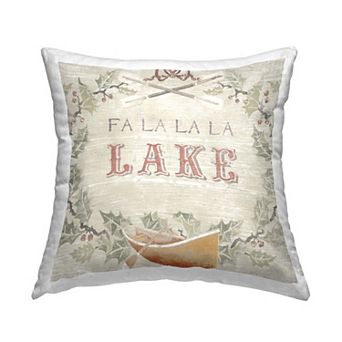 Stupell Home Decor Fa La La Lake Holiday Botanical Wreath Throw Pillow