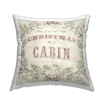 Stupell Home Decor Christmas Cabin Rustic Holly Wreath Throw Pillow