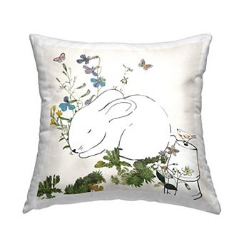 Stupell Home Decor Sleeping Bunny Rabbit Floral Garden Throw Pillow