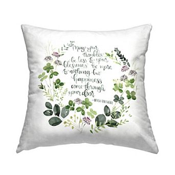 Stupell Home Decor Troubles Be Less Irish Proverb Wreath Throw Pillow