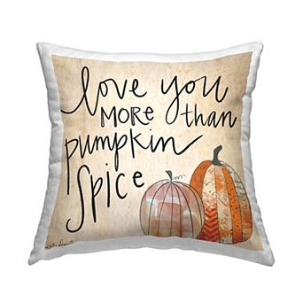 Stupell Home Decor Romantic Pumpkin Spice Phrase Patterned Gourds Throw Pillow