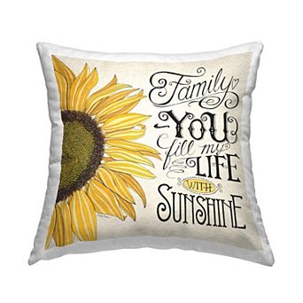 Stupell Home Decor Vintage Family Inspirational Quote Sunflower Throw Pillow