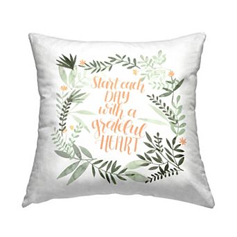 Stupell Home Decor Grateful Heart Green Florals Throw Pillow