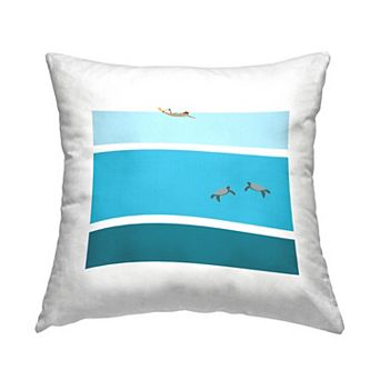 Stupell Home Decor Contemporary Blue Sea Turtles Throw Pillow