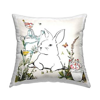 Stupell Home Decor Curious Bunny Rabbit Floral Throw Pillow