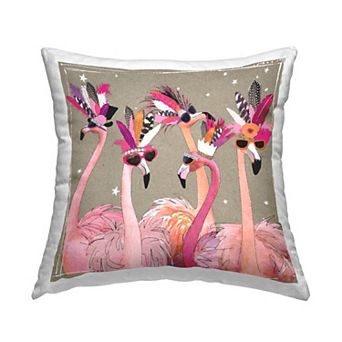 Stupell Home Decor Fancy Feathers Pink Flamingos Throw Pillow