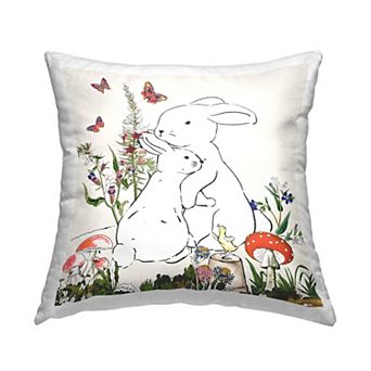 Stupell Home Decor Rabbit Hugs Spring Flower Meadow Throw Pillow