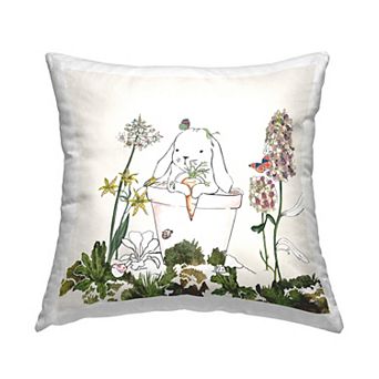 Stupell Home Decor Bunny Flower Pot Throw Pillow