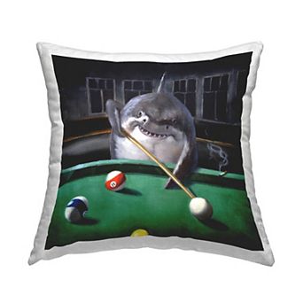 Stupell Home Decor Pool Shark Humorous Animal Marine Life Pub Throw Pillow