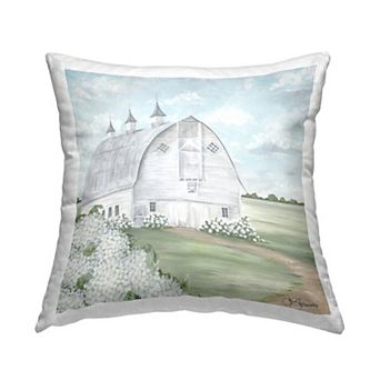 Stupell Home Decor White Country Barn Landscape Throw Pillow