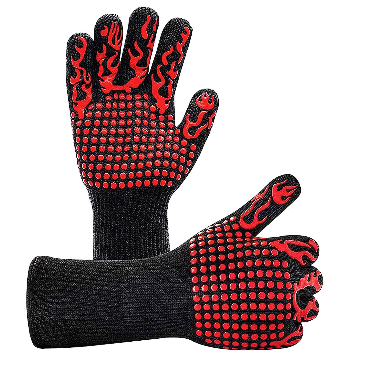 Zulay Kitchen Non Slip Grip Oven Mitts Heat Resistant - Long Protective  Gloves
