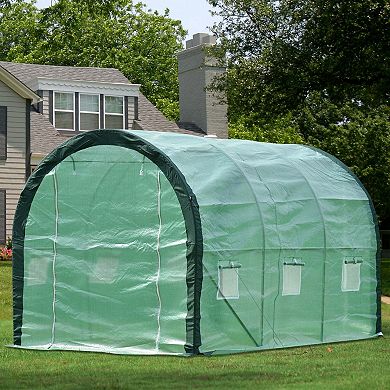 Aoodor 12 ft. x 7 ft. x 7 ft. Walk-in Tunnel Greenhouse Patio Greenhouse Heavy Duty Frame -  White