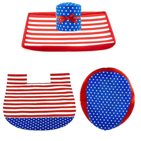 Patriotic Toilet Seat Cover & Rug Bathroom Accessory Set