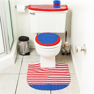 Patriotic Toilet Seat Cover & Rug Bathroom Accessory Set