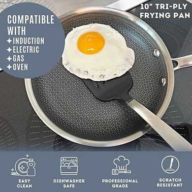 Tri-ply Stainless Steel Scratch Resistant Nonstick Frying Pan, 10 inch