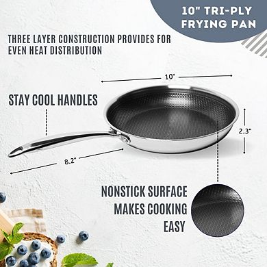 Tri-ply Stainless Steel Scratch Resistant Nonstick Frying Pan, 10 inch