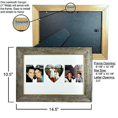 Mother's Series Rustic Farmhouse 8.12" x 12.12" Decorative Wood Collage Picture Frame