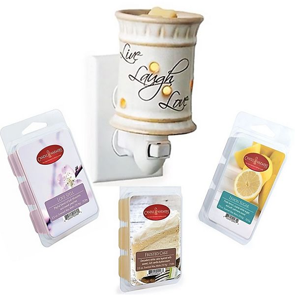 Live Laugh Love Plug in Wax Warmer with 3 Scented Wax Sets