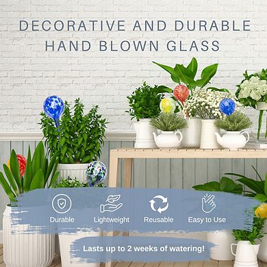 Five Multi Pack Self-Watering Plant Aqua Globes, Red-Yellow