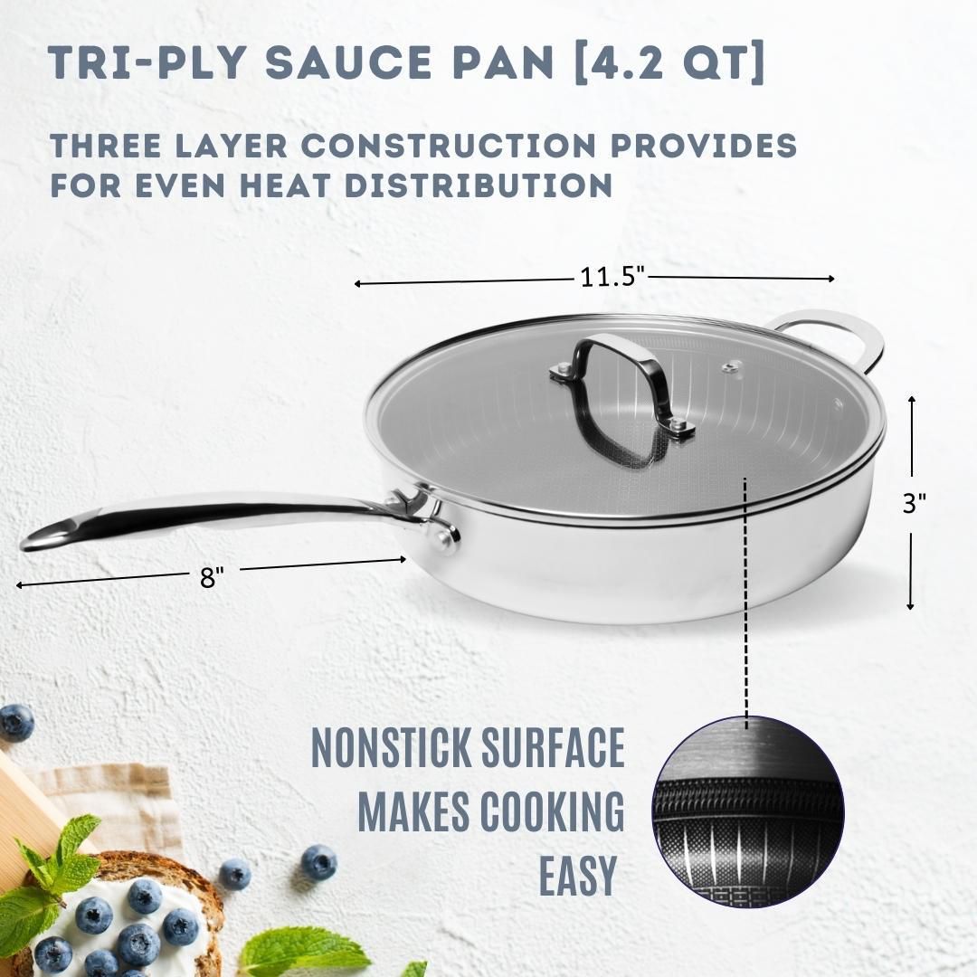 Tri Ply Stainless Steel Scratch Resistant Nonstick 4 2 QT Saute Pan   6582590 ALT4