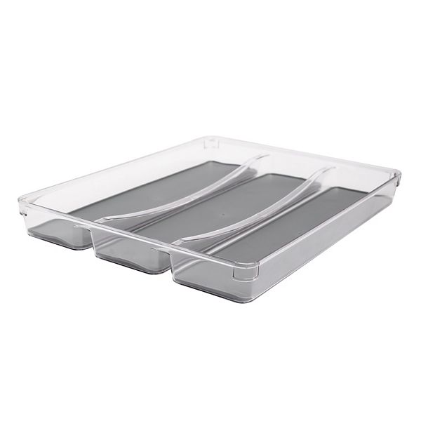 3 Compartment Acrylic Kitchen Utensils Drawer Organizer Tray