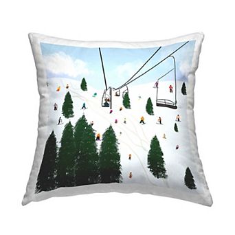 Stupell Home Decor Busy Ski Slopes Lift Throw Pillow