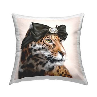 Stupell Home Decor Stylish Leopard Hair Bow Throw Pillow