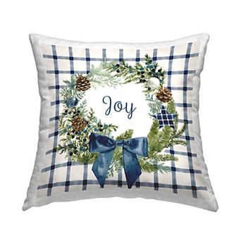 Stupell Home Decor Holiday Tartan Joy Phrase Throw Pillow