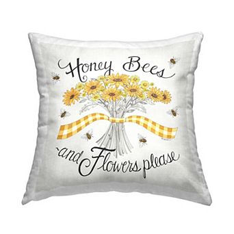 Stupell Home Decor 'Honey Bees & Flowers Please" Throw Pillow