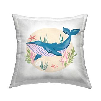Stupell Home Decor Happy Blue Whale Throw Pillow