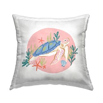 Stupell Home Decor Pink Swimming Sea Turtle Throw Pillow