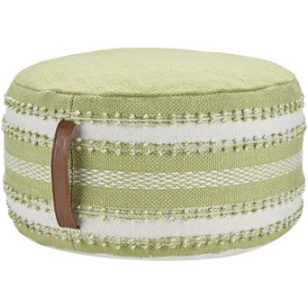 Mina Victory Woven Stripes Outdoor Pouf with Handle