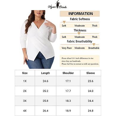 Women's Plus Size Knit Deep V Neck Wrap Curvy Pullover Sweaters