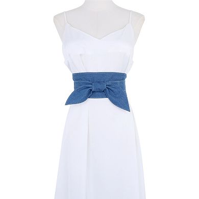 Women's Plus Size Obi Belts Bow Self-Tie Wrap Around Wide Sash Waistband Belt for Dresses