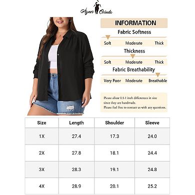 Plus Size Chiffon Shirt for Women Long Sleeve Button Down Collared Business Office Blouses Tops