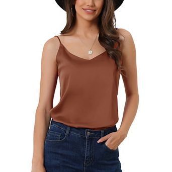 Womens Satin Cami Silky Strap Top Lounge Pajama Camisole