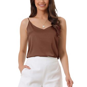 Womens Satin Cami Silky Strap Top Lounge Pajama Camisole