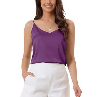 Womens Satin Cami Silky Strap Top Lounge Pajama Camisole