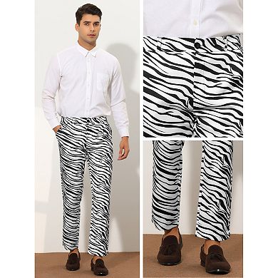 Zebra Dress Pants For Men's Regular Fit Party Animal Printed Trousers