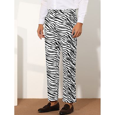 Zebra Dress Pants For Men's Regular Fit Party Animal Printed Trousers