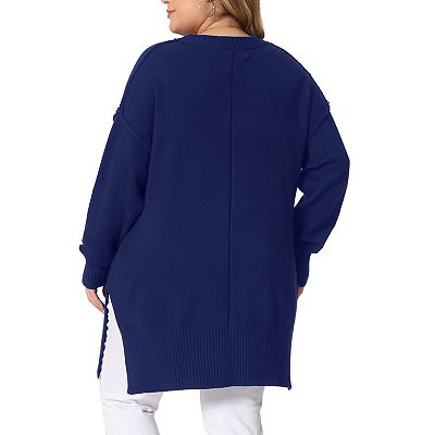 Women Plus Size Sweatshirt Corduroy Crewneck Pullover Sweater
