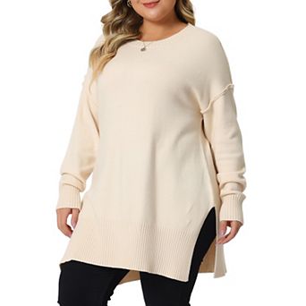 Plus Size Sweater for Women Oversized Crew Neck Long Sleeve Knit Pullover Sweater