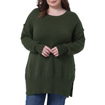 Plus Size Sweater for Women Oversized Crew Neck Long Sleeve Knit Pullover Sweater