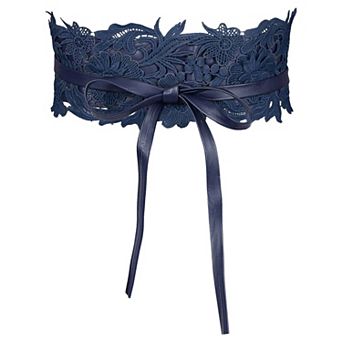 Women's Lace Wide Waist Belt Wrap Around Obi Croset Belts Bowknot 25.59-31.50"