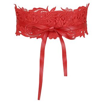 Women's Lace Wide Waist Belt Wrap Around Obi Croset Belts Bowknot 25.59-31.50"