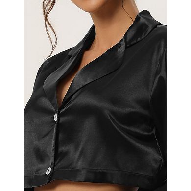 Women's Ice Silk Pajamas V-neck Pajamas With Buckle Casual Pajamas Set