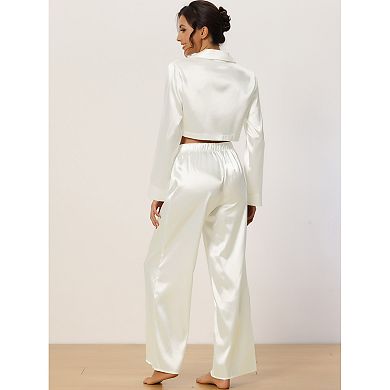 Women's Ice Silk Pajamas V-neck Pajamas With Buckle Casual Pajamas Set