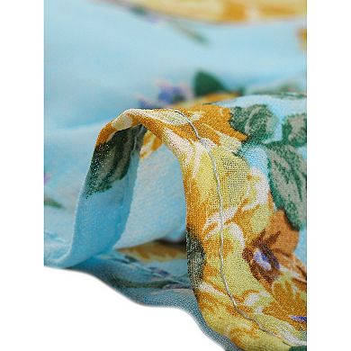 Women's Floral Smocked Top Elegant Long Sleeve Square Neck Blouse