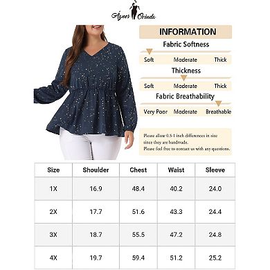 Women's Plus Size Gorgeous Gold Geometric Print Elastic Waist Blouse