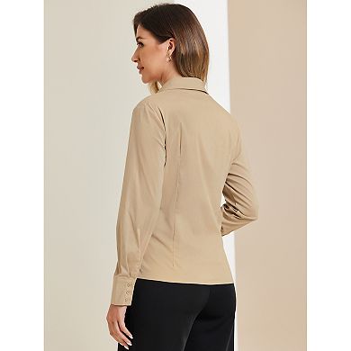 Women's Point Collar Long Sleeve Chiffon Shirt